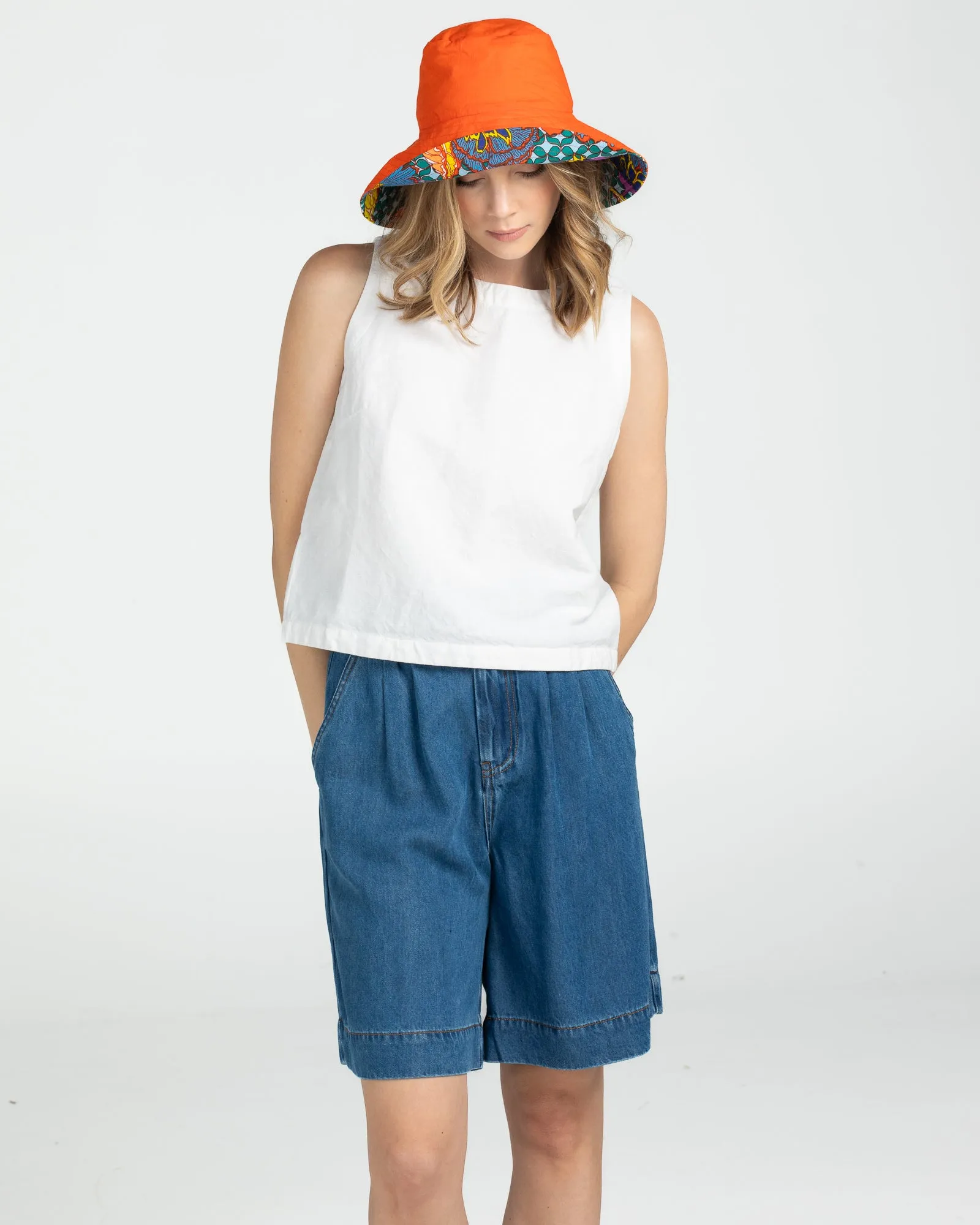 Reversible Wide Brim Bucket Hat - Edith