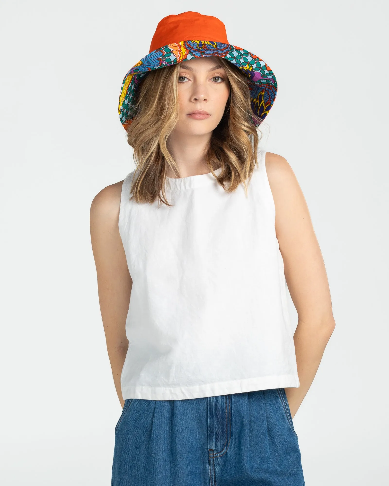 Reversible Wide Brim Bucket Hat - Edith