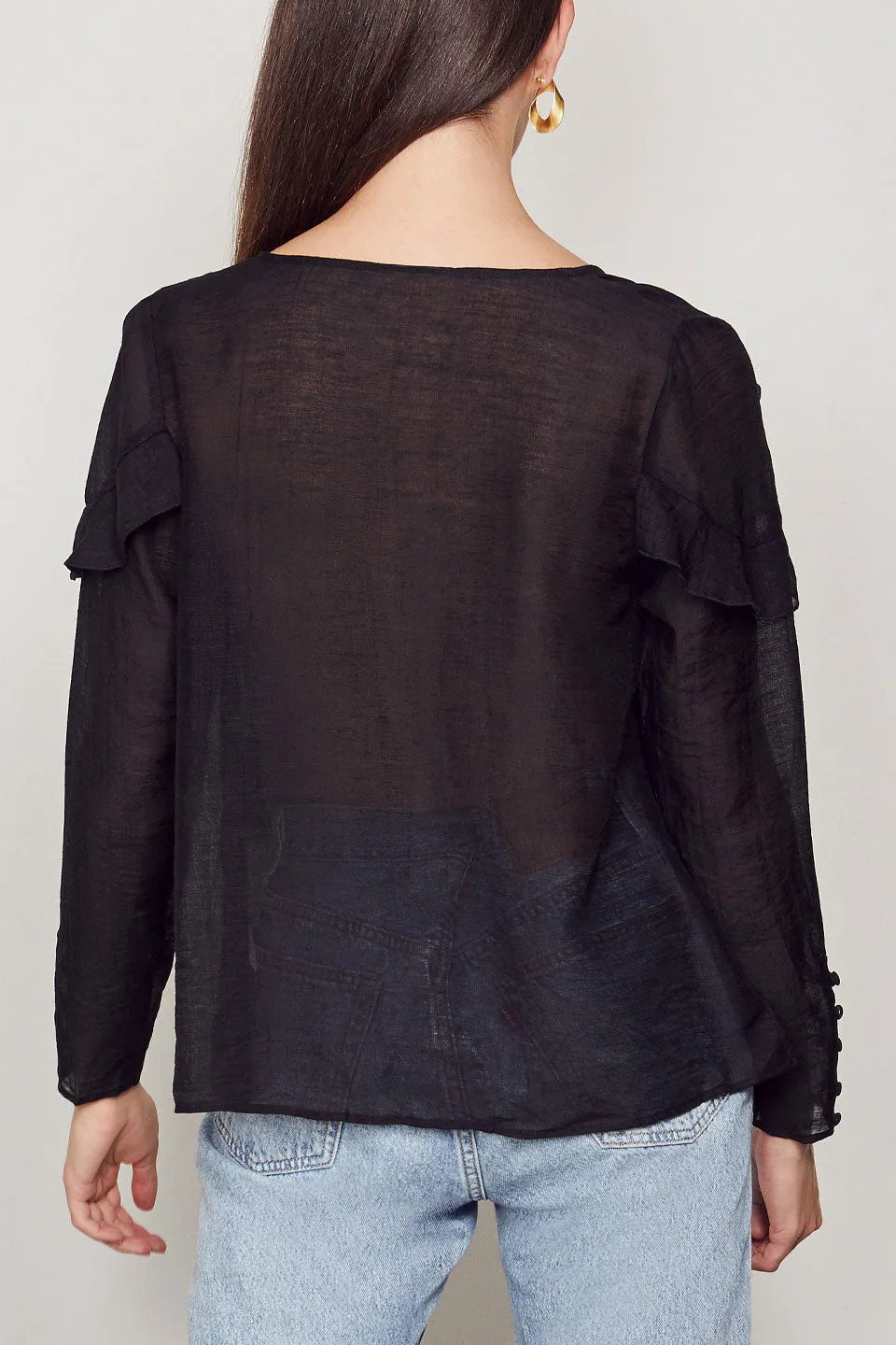 Revive LS Sheer Black Blouse