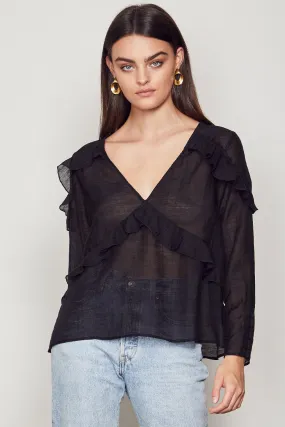 Revive LS Sheer Black Blouse