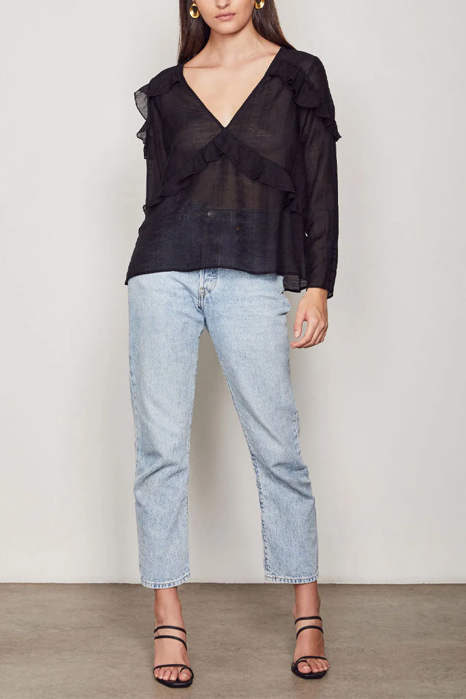 Revive LS Sheer Black Blouse