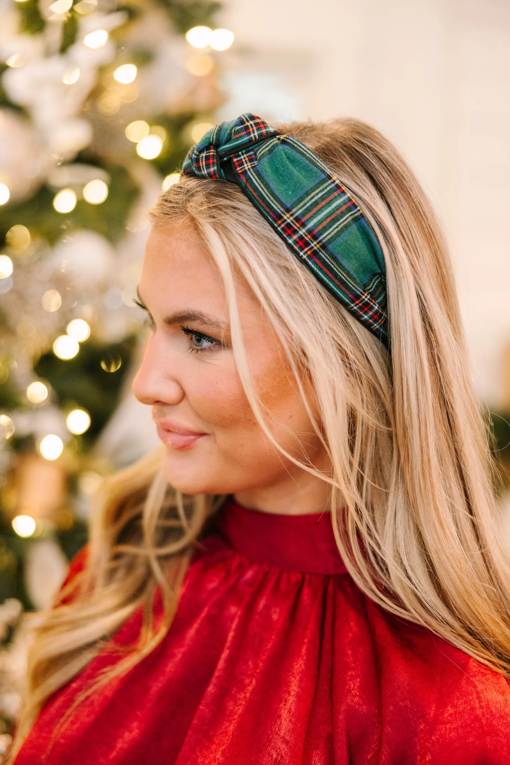 Rockin' Around Green Plaid Headband