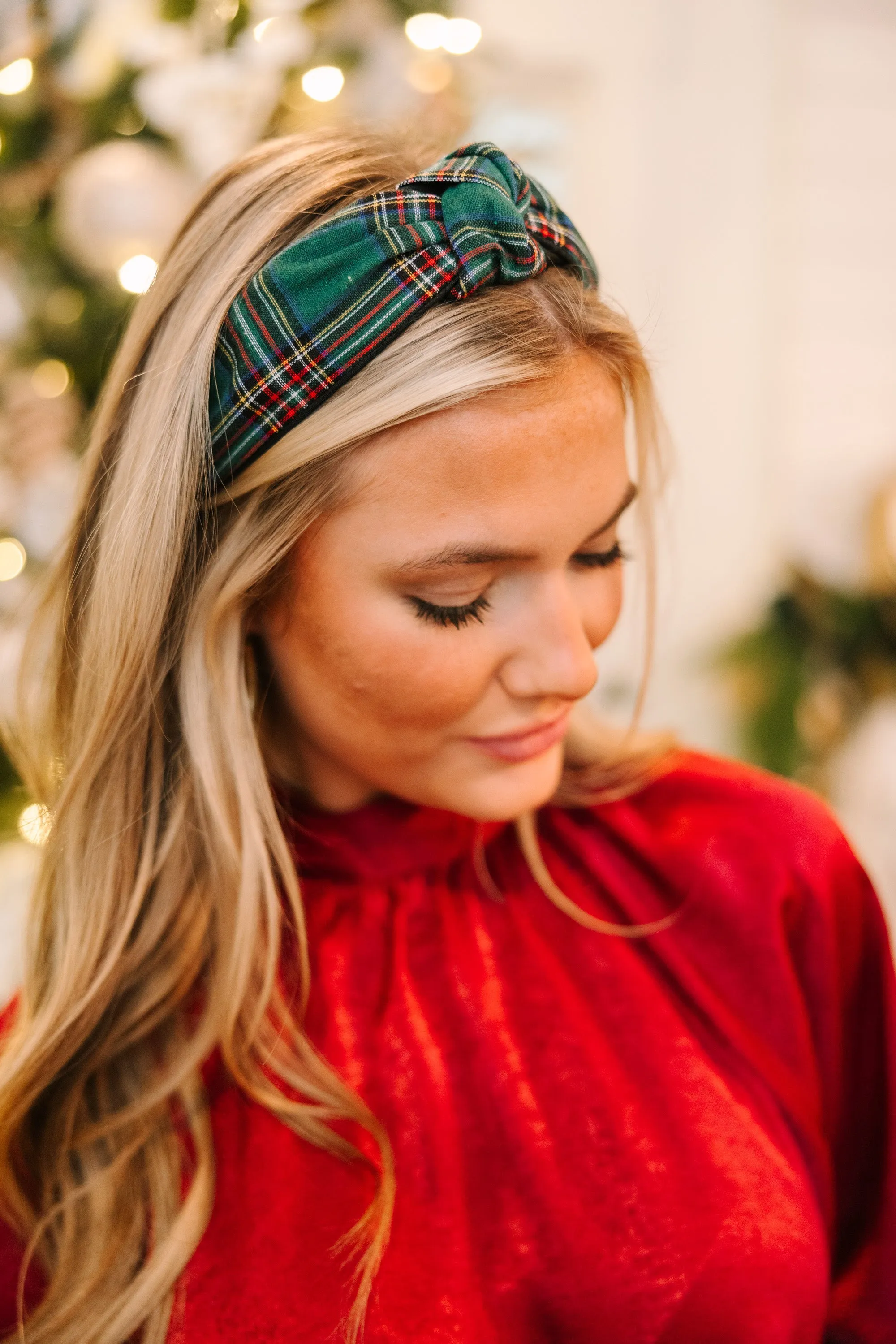 Rockin' Around Green Plaid Headband