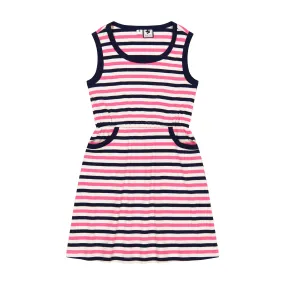 Ruby Pocket Dress  Pink Navy Cream Stripe