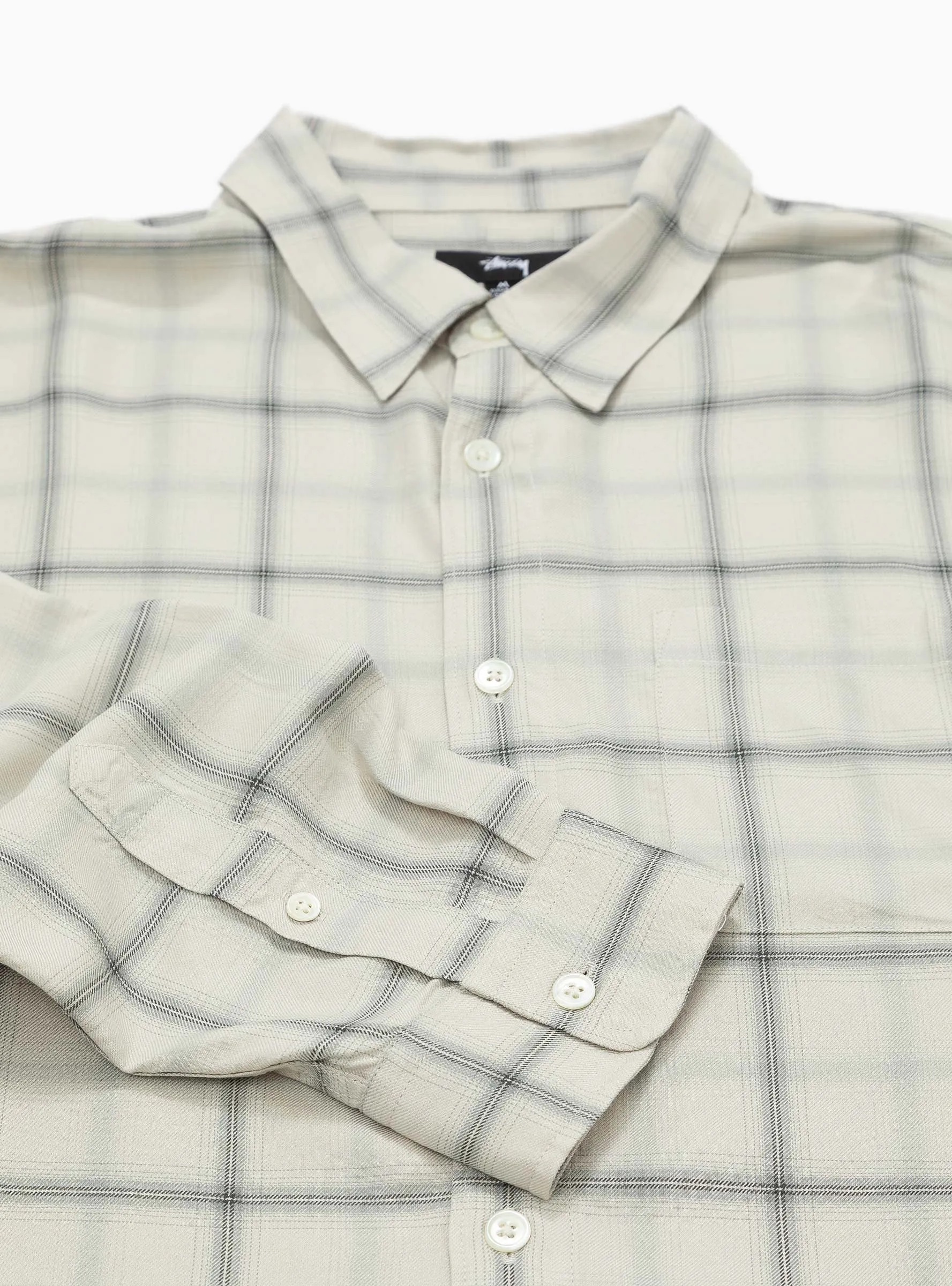 Shadow Plaid Rayon Shirt Natural