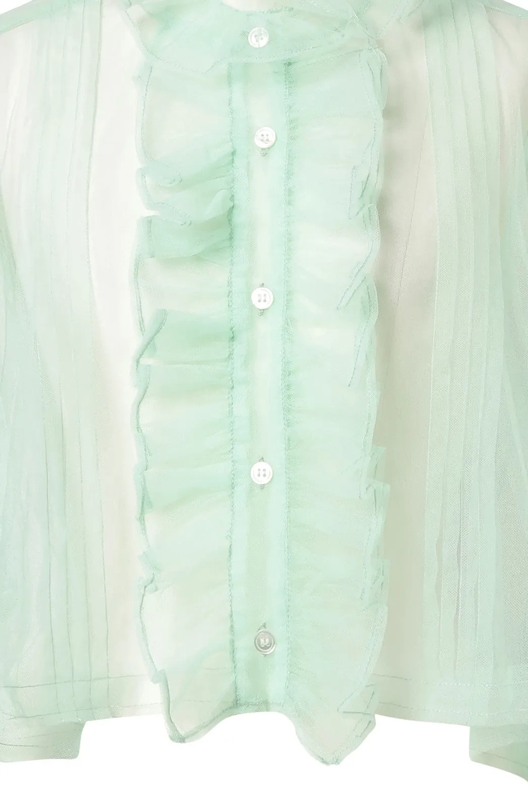 Sheer Frill Blouse / Mint Green