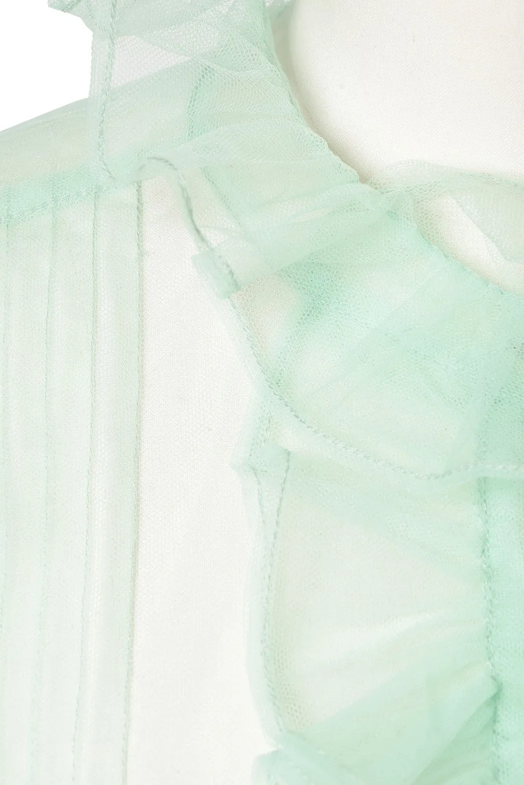 Sheer Frill Blouse / Mint Green