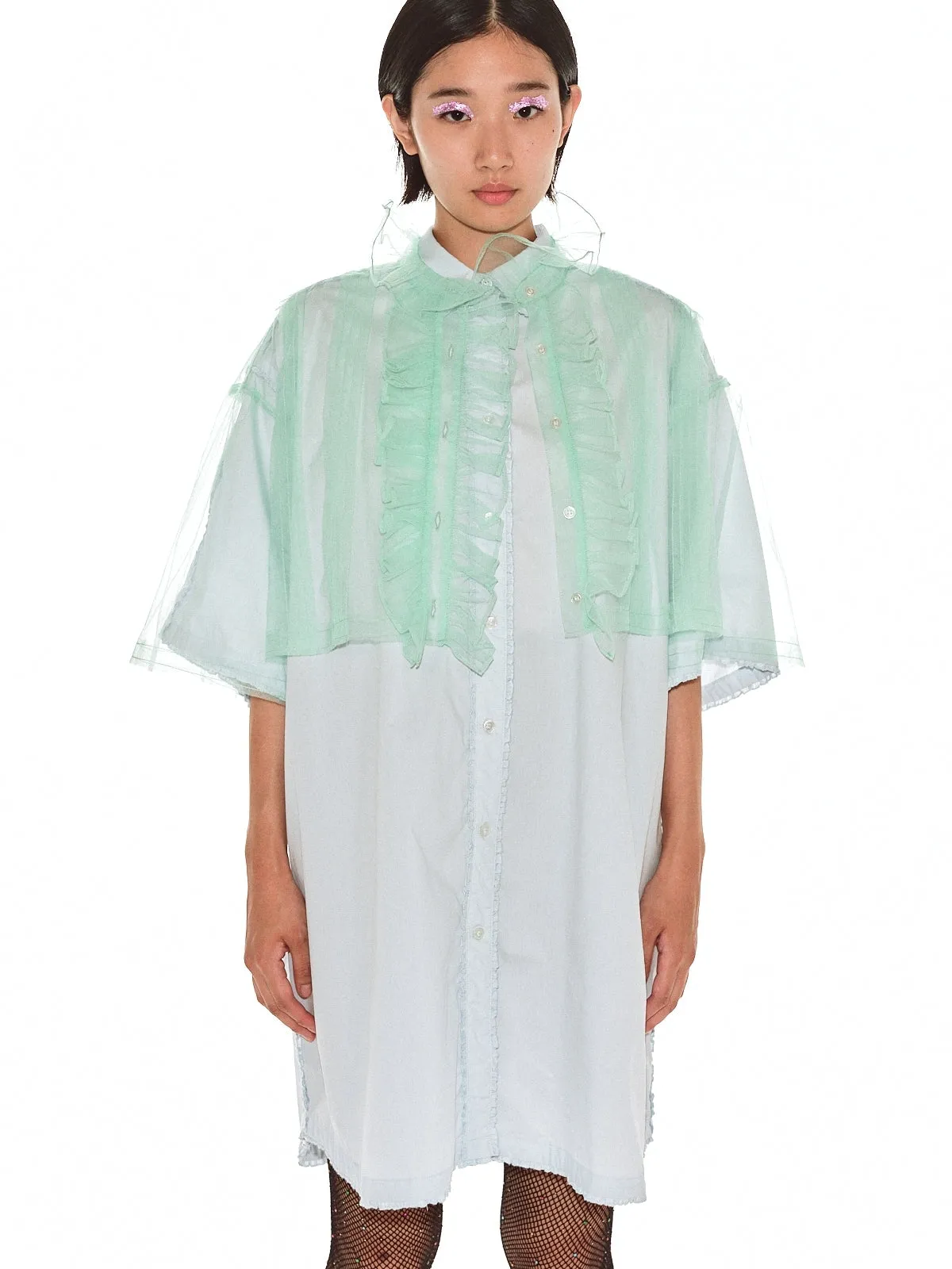 Sheer Frill Blouse / Mint Green