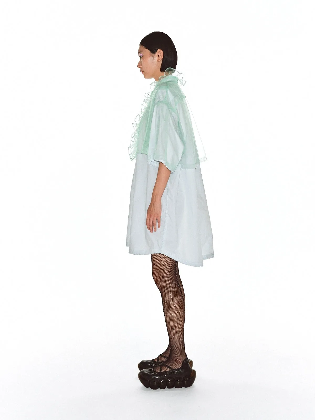 Sheer Frill Blouse / Mint Green