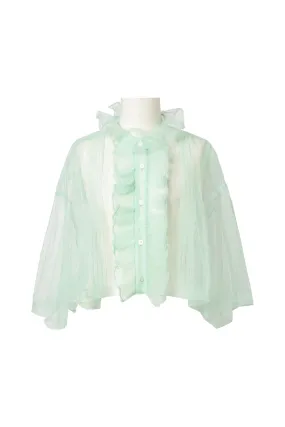 Sheer Frill Blouse / Mint Green