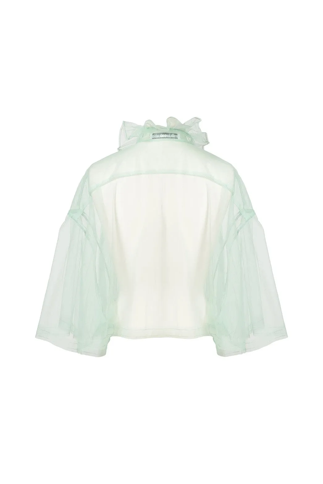 Sheer Frill Blouse / Mint Green