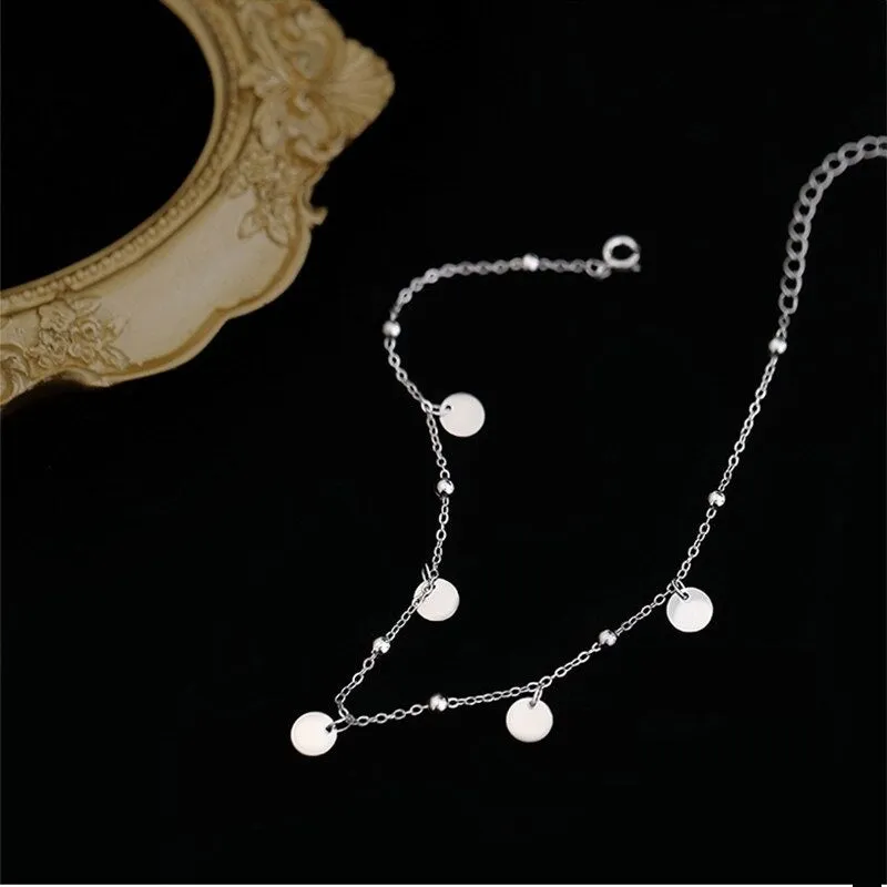 Silver Sterling Geometric Minimalist Anklet For Women