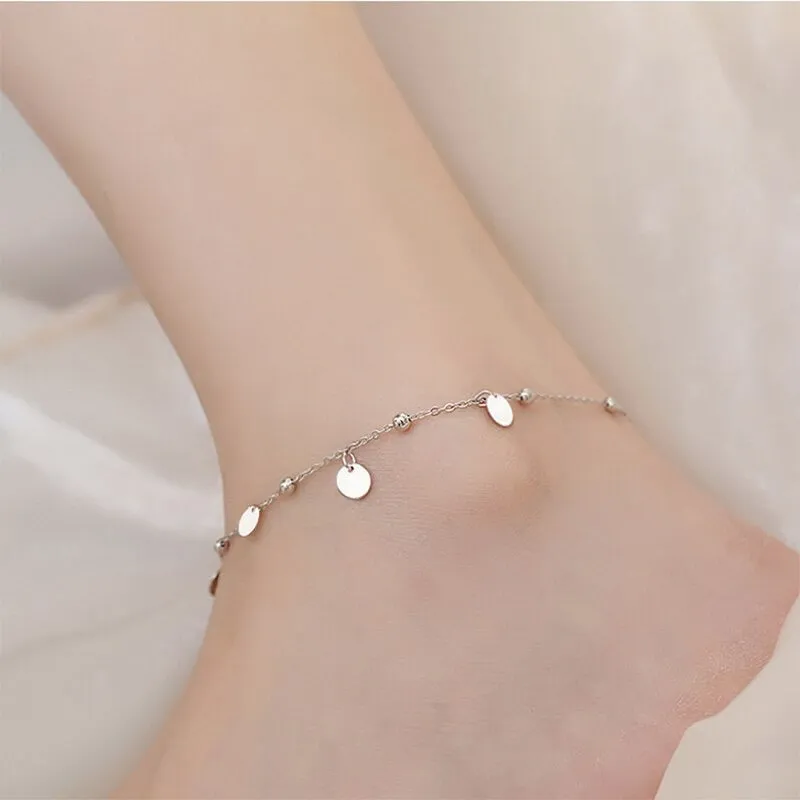 Silver Sterling Geometric Minimalist Anklet For Women