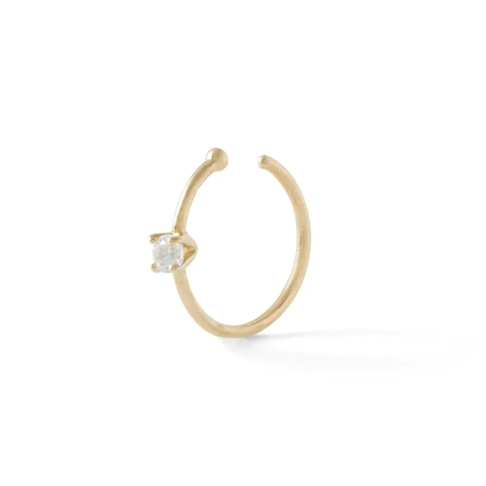 Silver Stylish Crystal Nose Hoop Ring For Women