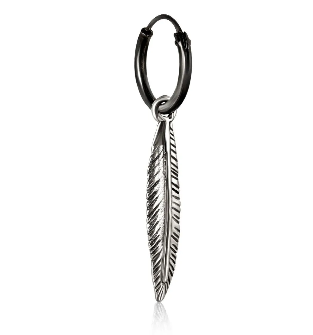 Single Feather Pendant Earring for Men