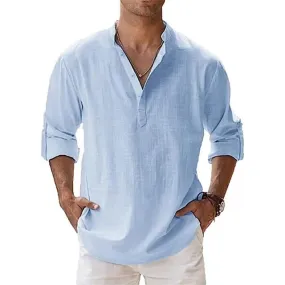 Sky Blue Stylish Cotton Linen Full Sleeves Regular Fit Short Kurta Shirt