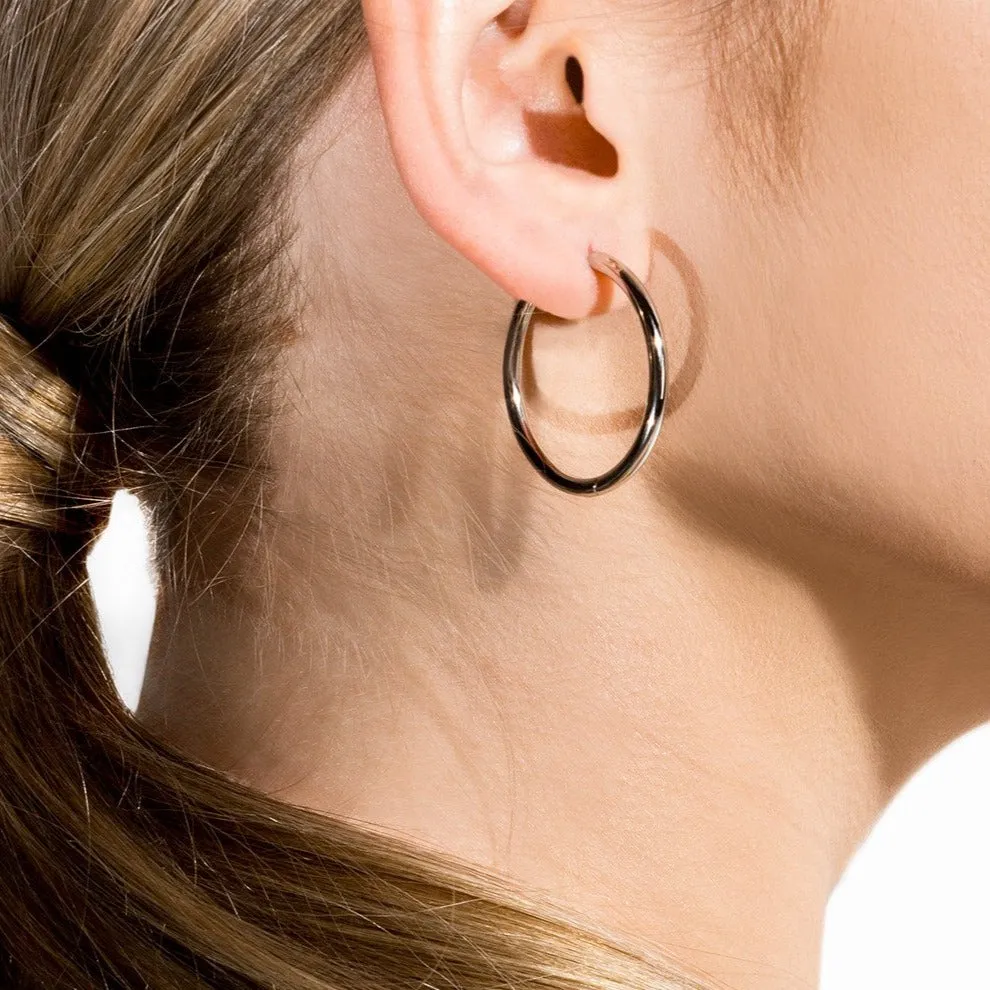 Stainless plain hoop earrings 30 mm