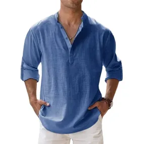 Stylish Cotton Linen Full Sleeves Regular Fit Short Kurta Shirt