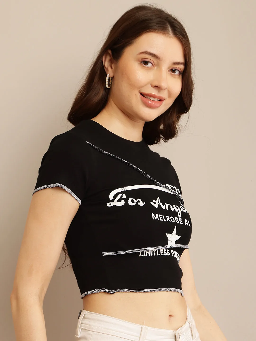 Stylish Black Short Sleeve Crop Top for Women