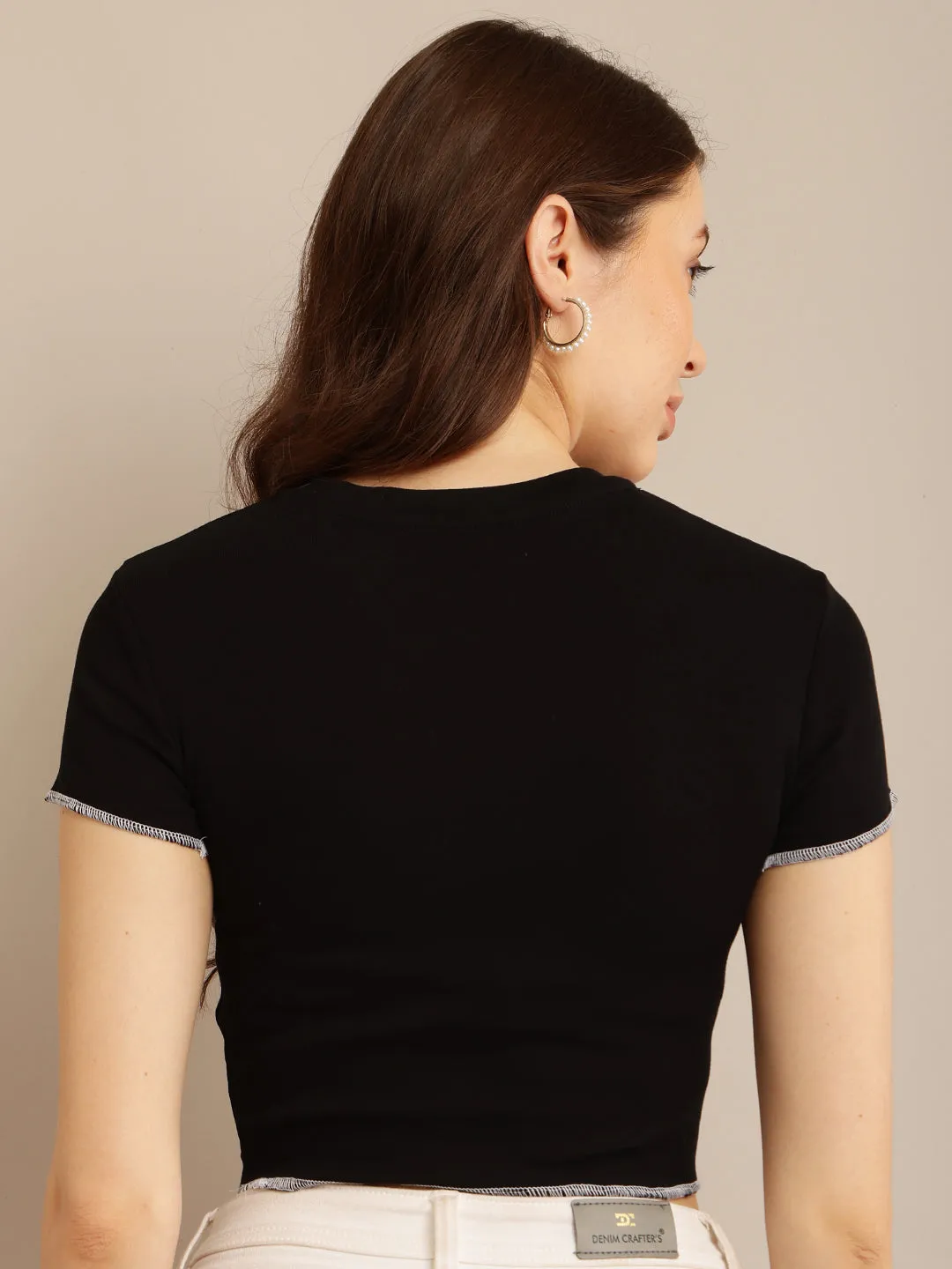 Stylish Black Short Sleeve Crop Top for Women