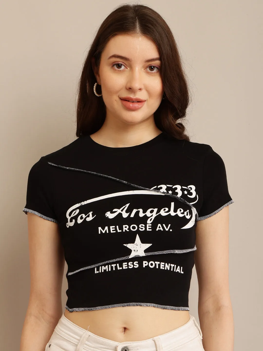 Stylish Black Short Sleeve Crop Top for Women