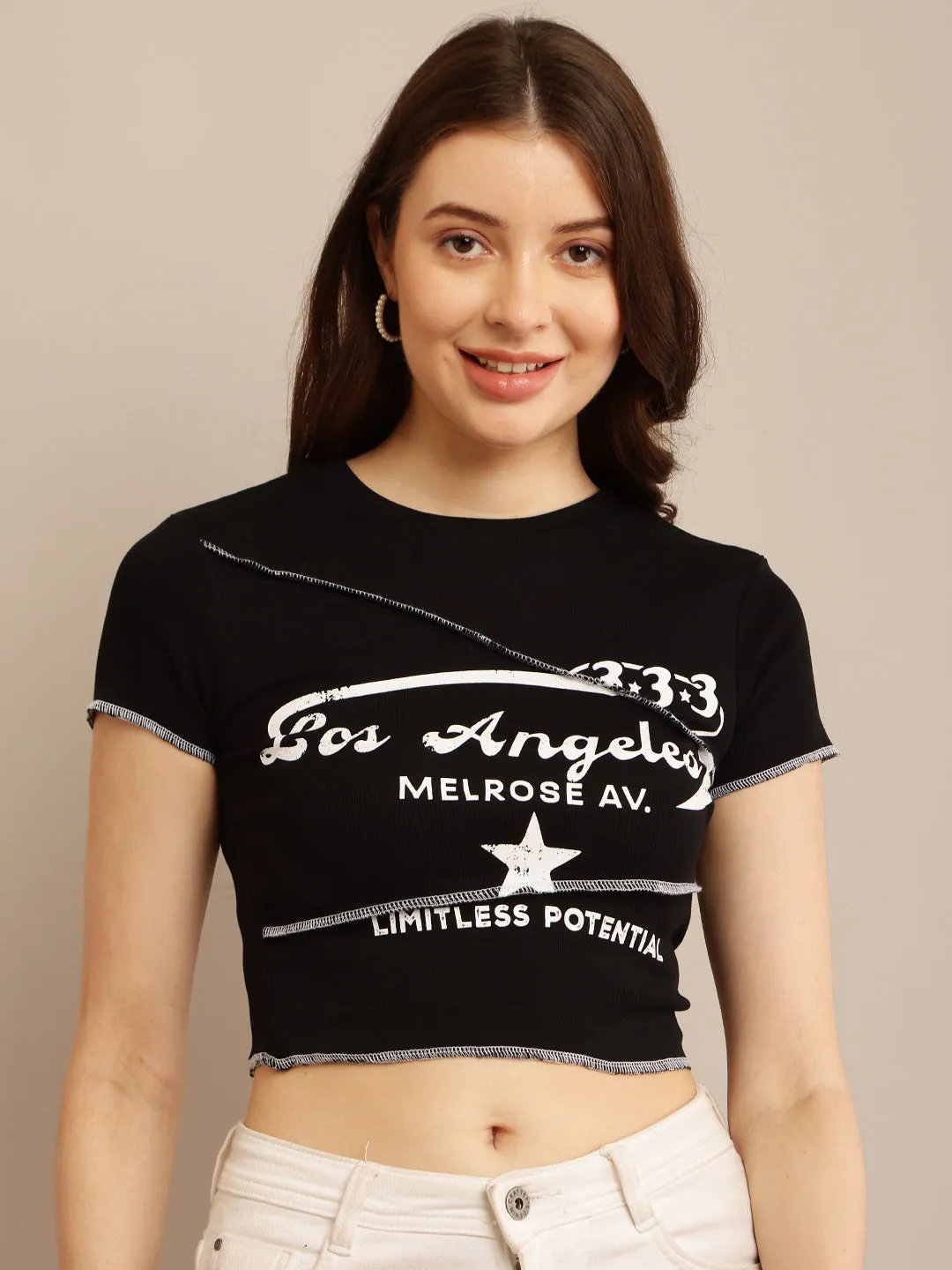 Stylish Black Short Sleeve Crop Top for Women