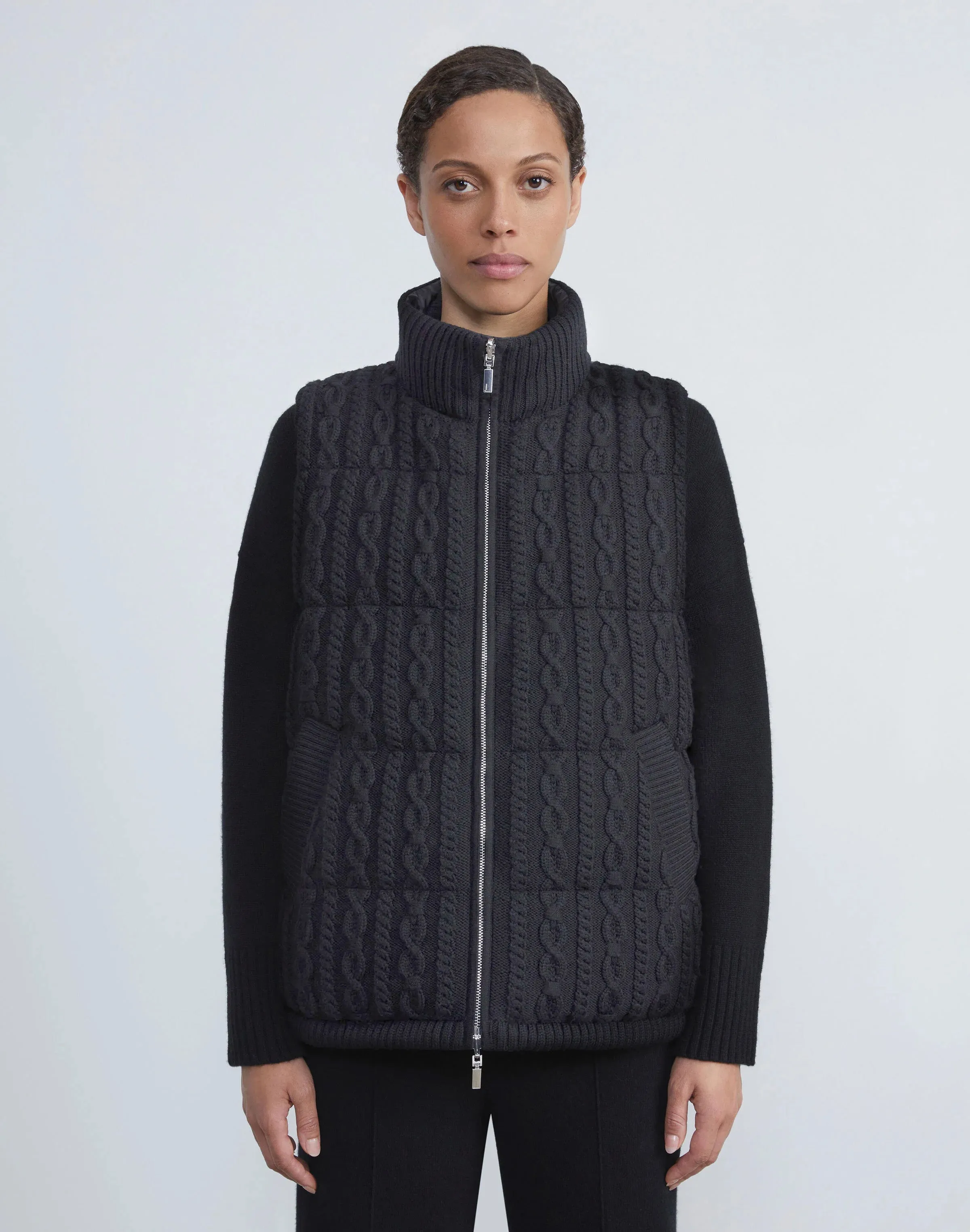 WOOL KNIT & QUILTED DOWN REVERSIBLE VEST