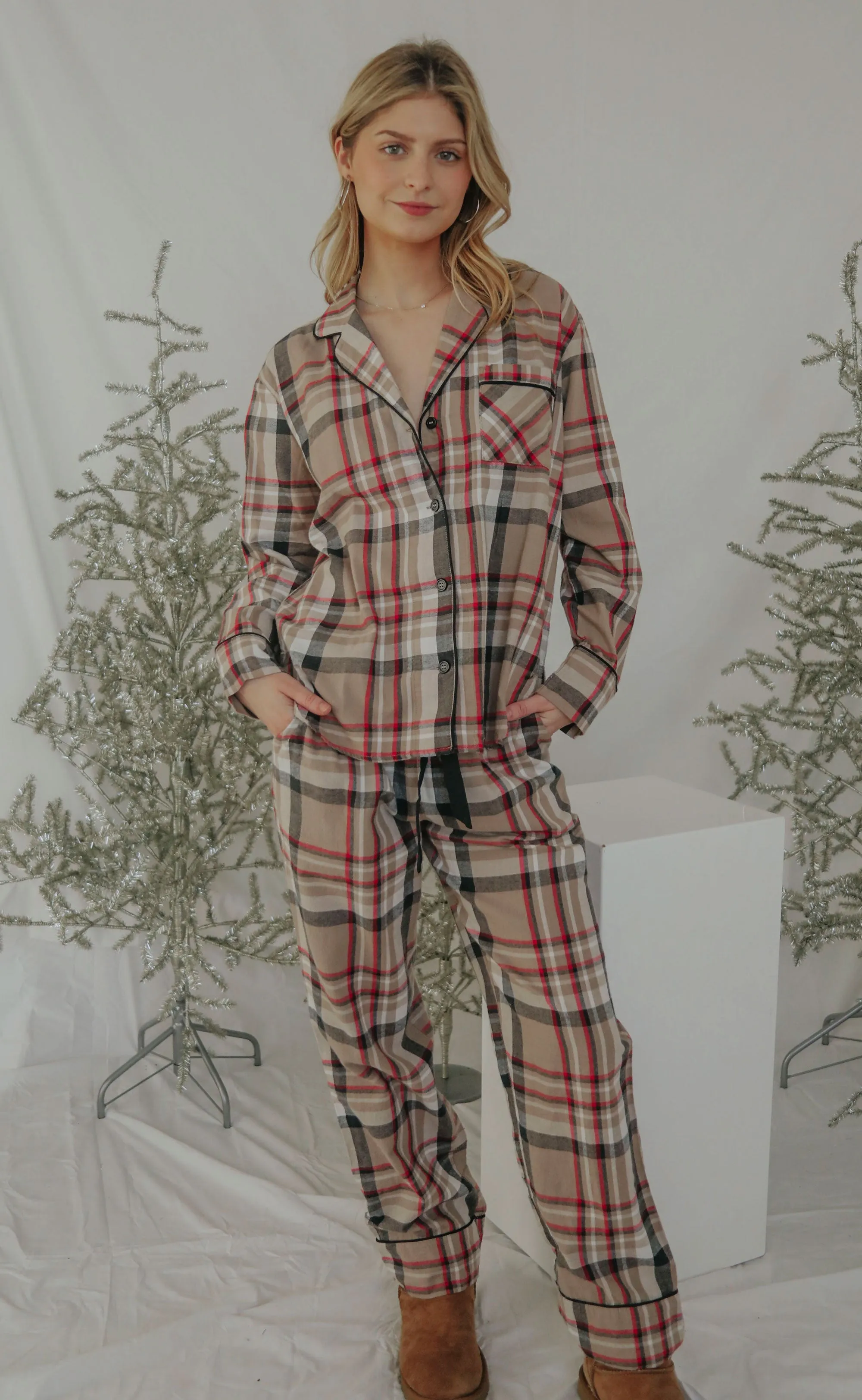 z supply: dreamer plaid pj set